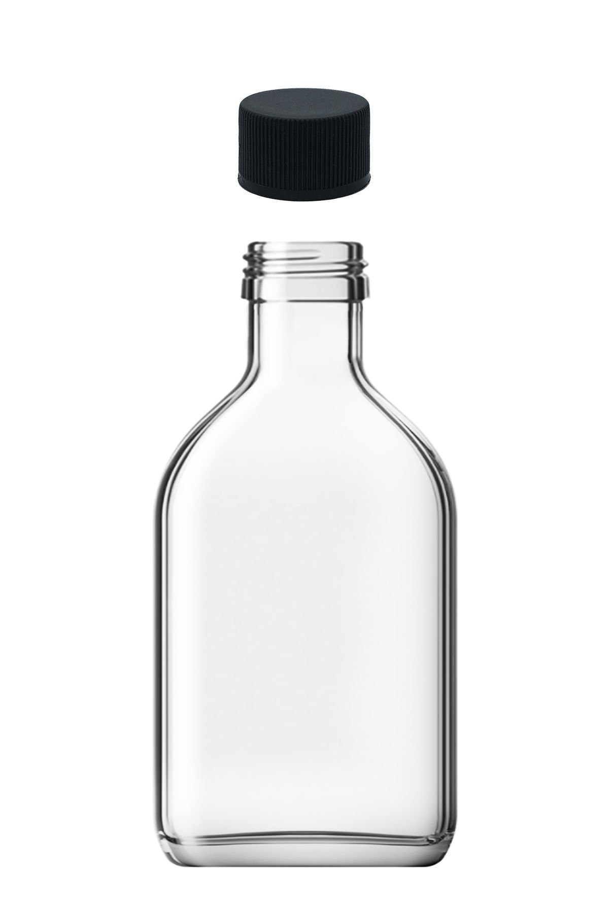 200 cc Şeffaf Cold Brew Şişesi Yassı Şişe Kapaklı (28mm)