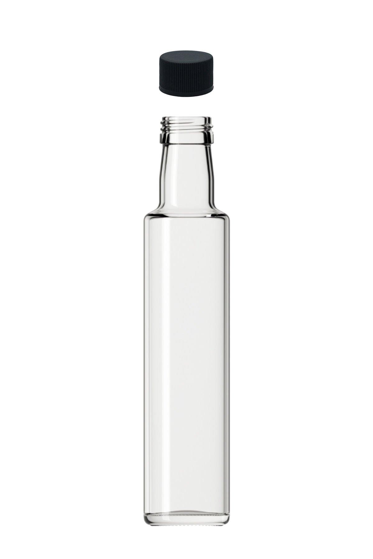 100 cc Şeffaf Dorika Yuvarlak Şişe Kapaklı (25mm)