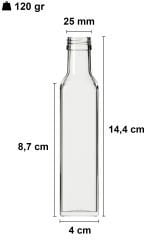 100 cc Şeffaf Maraska Kare Şişe Kapaklı (25mm)