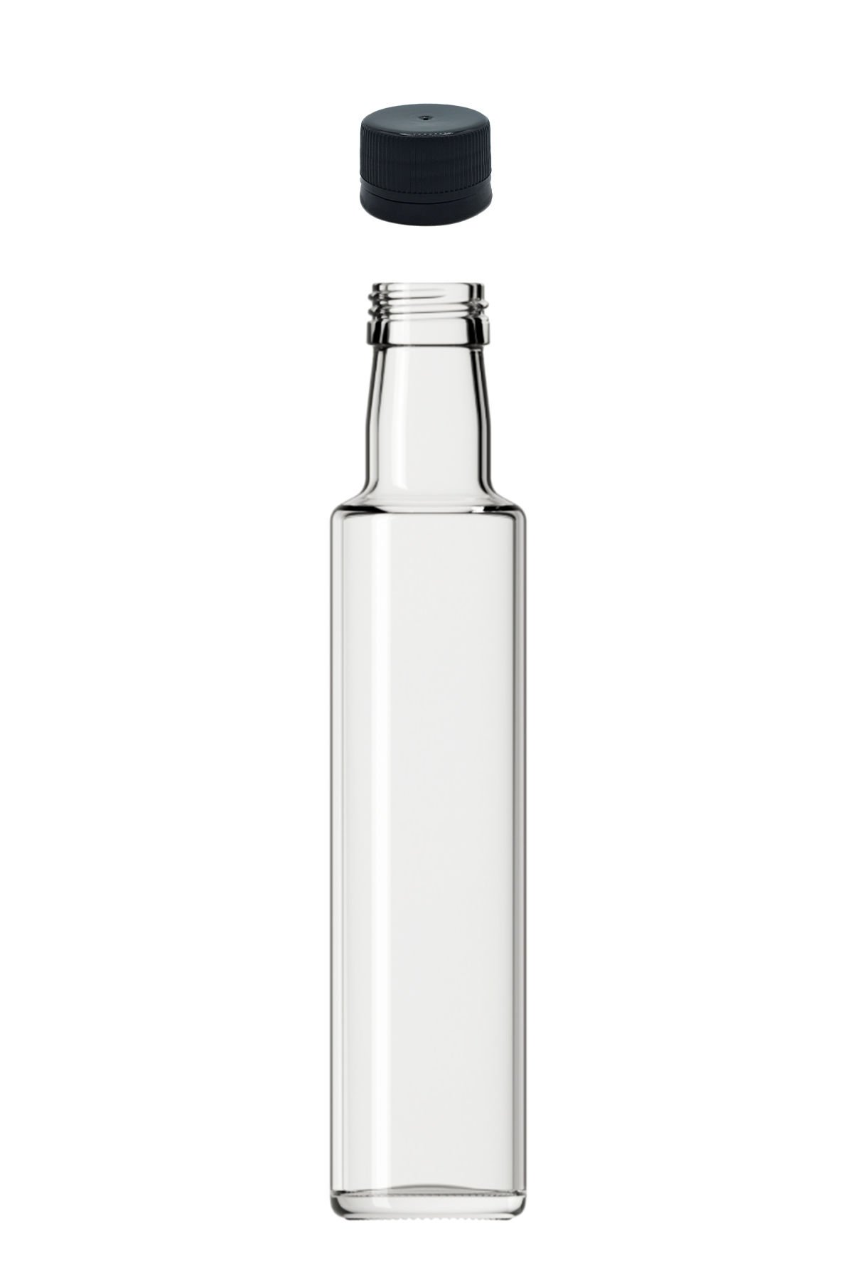 250 cc Şeffaf Dorika Yuvarlak Şişe Kapaklı (31mm)