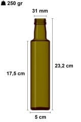 250 cc Yeşil Dorika Yuvarlak Şişe Kapaklı (31mm)
