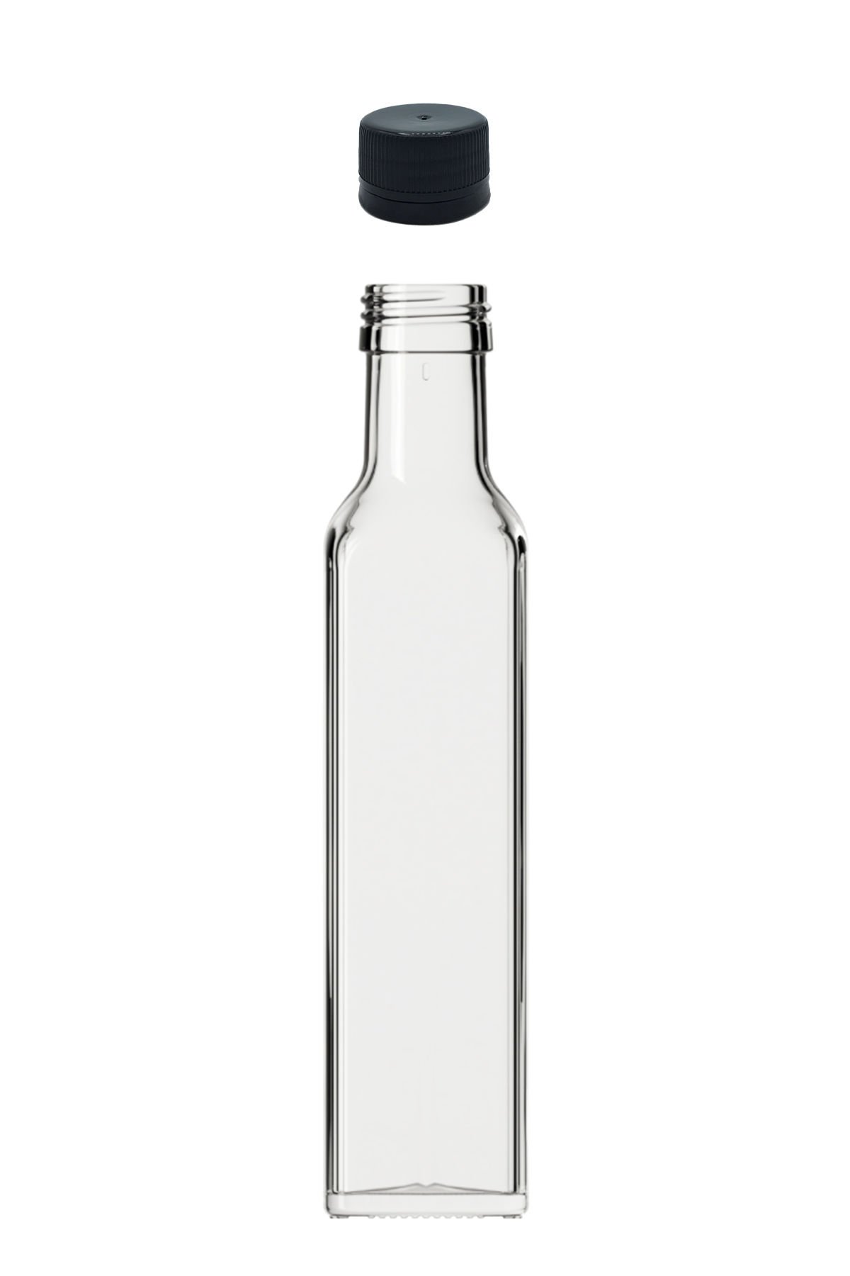 250 cc Şeffaf Maraska Kare Şişe Kapaklı (31mm)