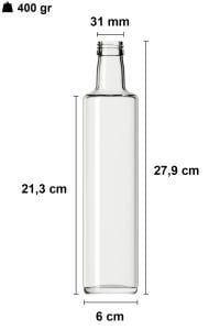 500 cc Şeffaf Dorika Yuvarlak Şişe Kapaklı (31mm)