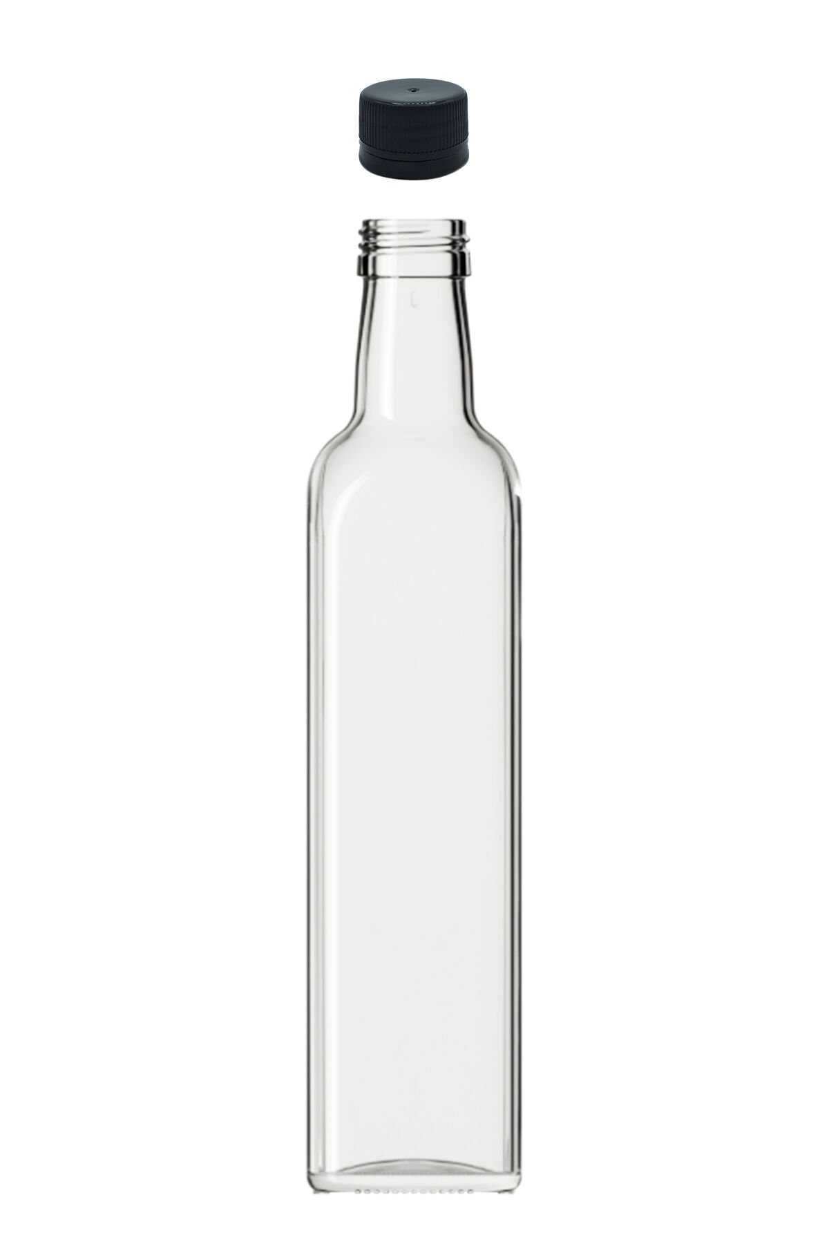 500 cc Şeffaf Maraska Kare Şişe Kapaklı (31mm)