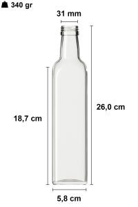 500 cc Şeffaf Maraska Kare Şişe Kapaklı (31mm)
