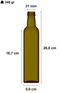 500 cc Yeşil Maraska Kare Şişe Kapaklı (31mm)
