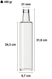 750 cc Şeffaf Dorika Yuvarlak Şişe Kapaklı (31mm)