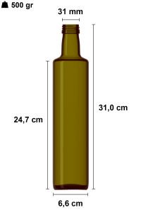 750 cc Yeşil Dorika Yuvarlak Şişe Kapaklı (31mm)