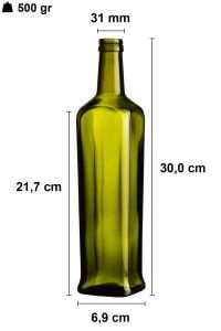 750 cc Yeşil Danai Köşeli Tasarım Şişe Kapaklı (31mm)