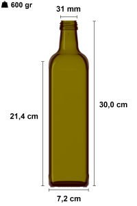 1000 cc Yeşil Maraska Kare Şişe Kapaklı (31mm)