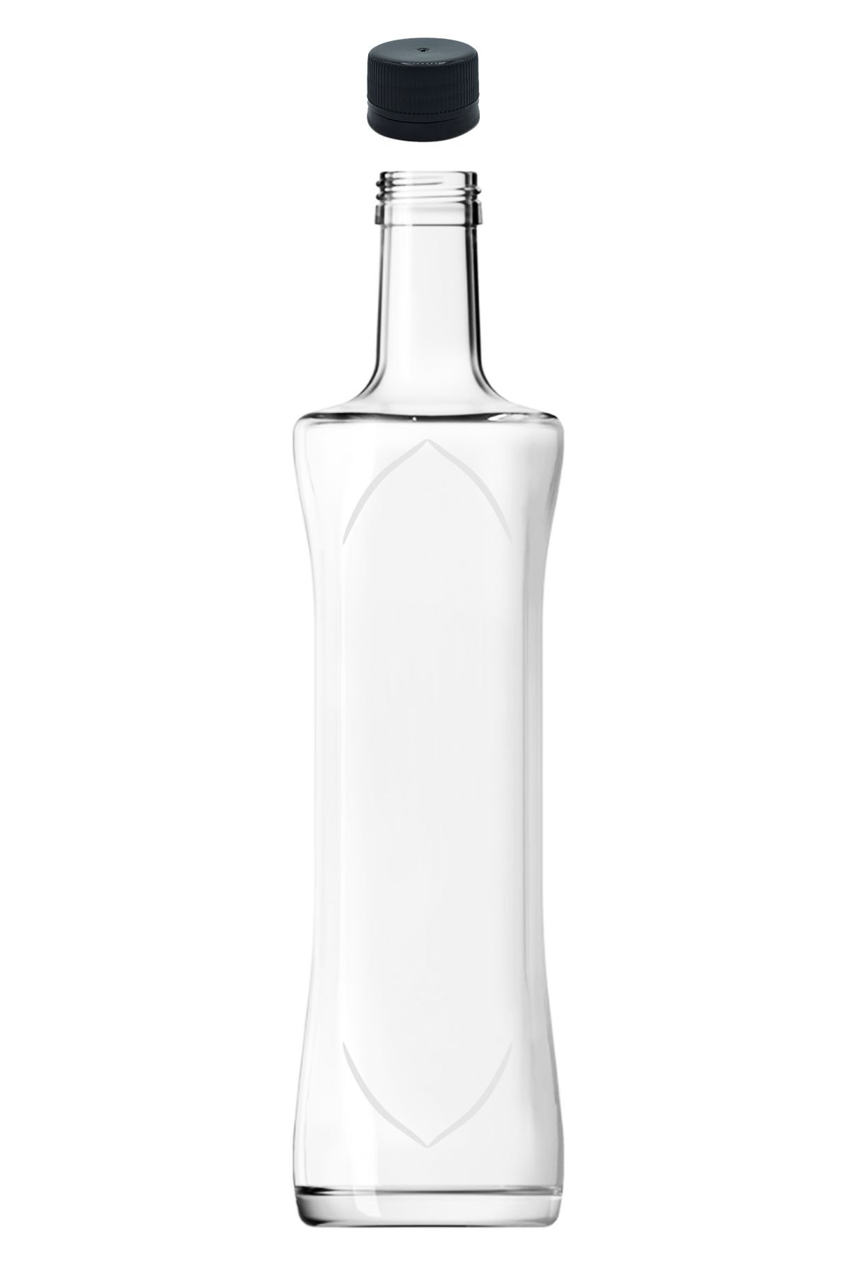 1000 cc Şeffaf Piramit Kavisli Şişe Kapaklı (31mm)