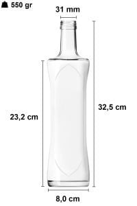 1000 cc Şeffaf Piramit Kavisli Şişe Kapaklı (31mm)