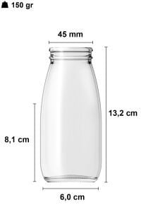 250 cc Şeffaf Süt Ayran Şişesi Kapaklı (45mm)
