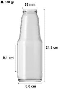 1000 cc Şeffaf Meyve Suyu Şişesi Kapaklı (53mm)