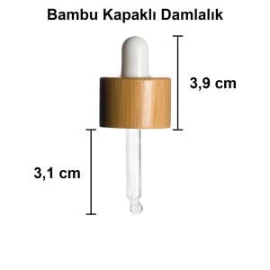 20 cc Şeffaf Omuzlu Yuvarlak Damlalık Şişe Bambu Kapaklı (20mm)
