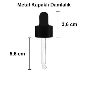 20 cc Şeffaf Yuvarlak Damlalık Şişe Metal Kapaklı (18mm)