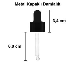 30 cc Şeffaf Yuvarlak Damlalık Şişe Metal Kapaklı (18mm)