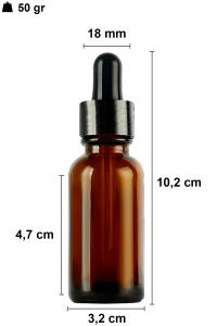 30 cc Amber Yuvarlak Damlalık Şişe Metal Kapaklı (18mm)