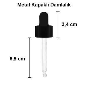 50 cc Şeffaf Yuvarlak Damlalık Şişe Metal Kapaklı (18mm)