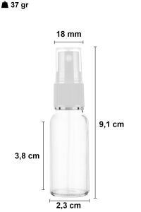 10 cc Şeffaf Yuvarlak Sprey Şişe Plastik Kapaklı (18mm) Beyaz - 1 Adet