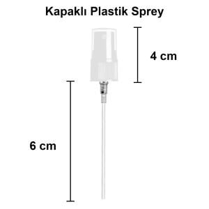 10 cc Şeffaf Yuvarlak Sprey Şişe Plastik Kapaklı (18mm) Beyaz - 1 Adet