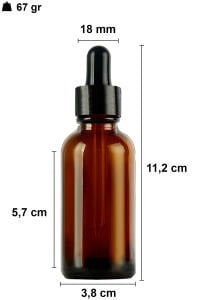 50 cc Amber Yuvarlak Damlalık Şişe Metal Kapaklı (18mm)