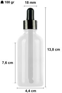 100 cc Şeffaf Yuvarlak Damlalık Şişe Metal Kapaklı (18mm)