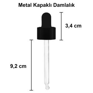 100 cc Şeffaf Yuvarlak Damlalık Şişe Metal Kapaklı (18mm)