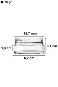 50 cc Krem Kavanoz Beyaz Plastik Kapaklı (57mm)
