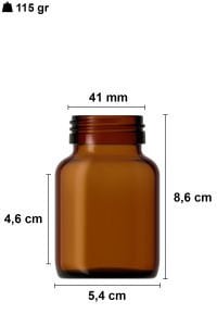 140 cc Amber Tablet Şişe Metal Kapaklı (41mm)