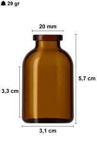 25 cc Amber Ecza Penisilin Şişesi Kapaklı (20mm)