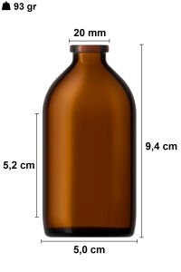 100 cc Amber Ecza Penisilin Şişesi Kapaklı (20mm)
