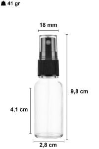 20 cc Şeffaf Yuvarlak Sprey Şişe Plastik Kapaklı (18mm)