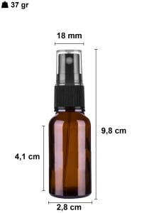 20 cc Amber Yuvarlak Sprey Şişe Plastik Kapaklı (18mm)