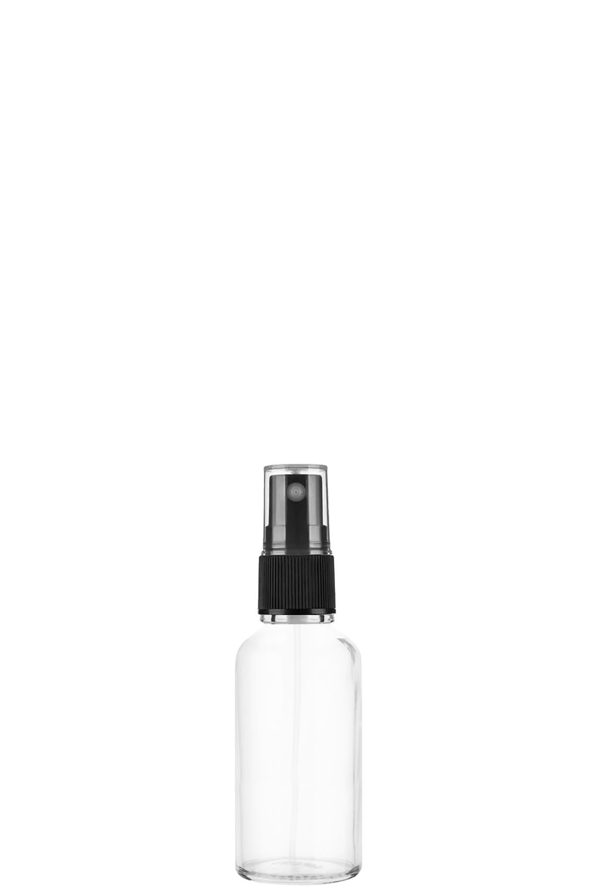 30 cc Şeffaf Yuvarlak Sprey Şişe Plastik Kapaklı (18mm)