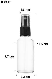 30 cc Şeffaf Yuvarlak Sprey Şişe Plastik Kapaklı (18mm)