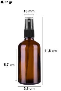 50 cc Amber Yuvarlak Sprey Şişe Plastik Kapaklı (18mm)