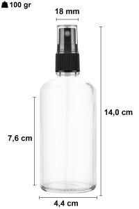 100 cc Şeffaf Yuvarlak Sprey Şişe Plastik Kapaklı (18mm)