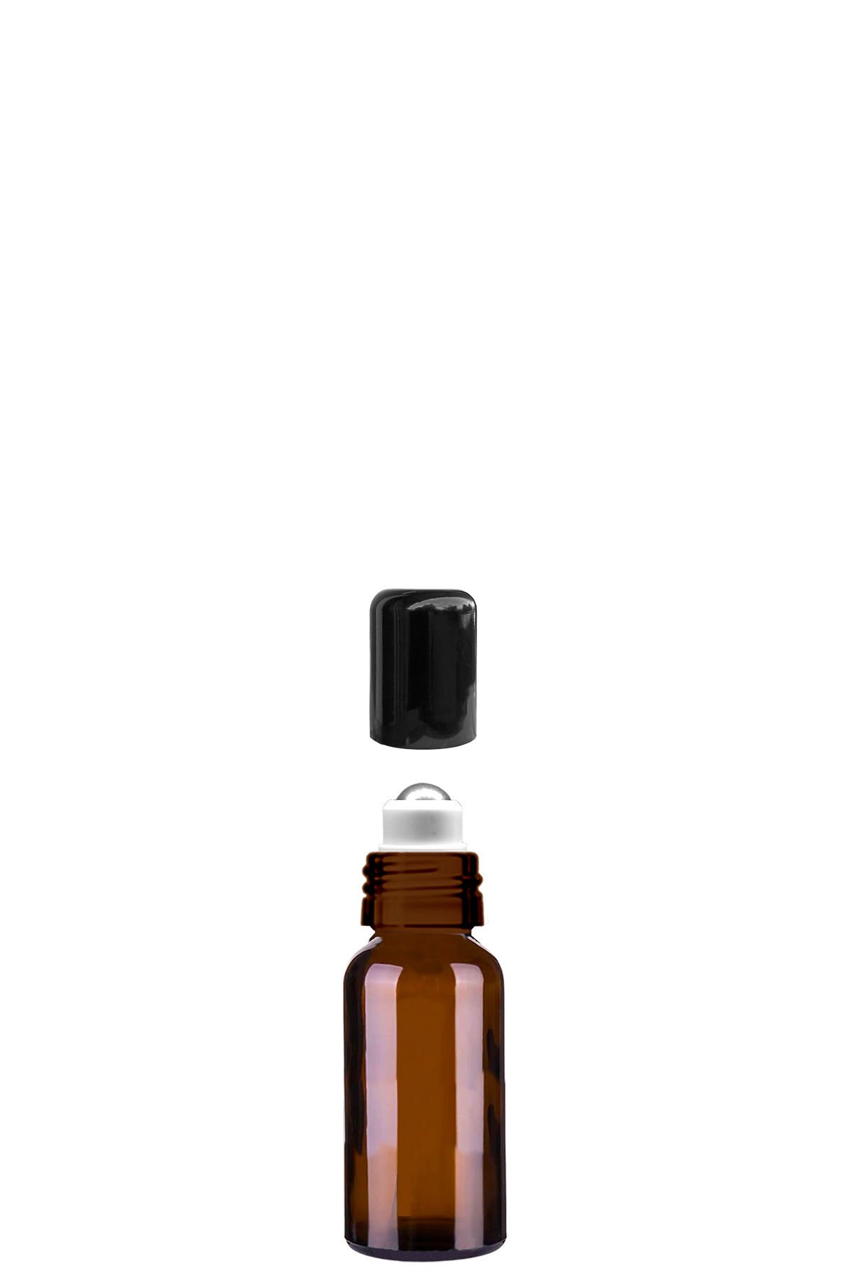 20 cc Amber Yuvarlak Çelik Roll On Şişe Plastik Kapaklı (18mm)