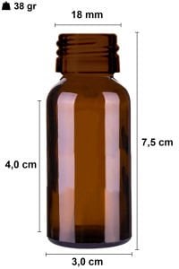 20 cc Amber Yuvarlak Çelik Roll On Şişe Plastik Kapaklı (18mm)