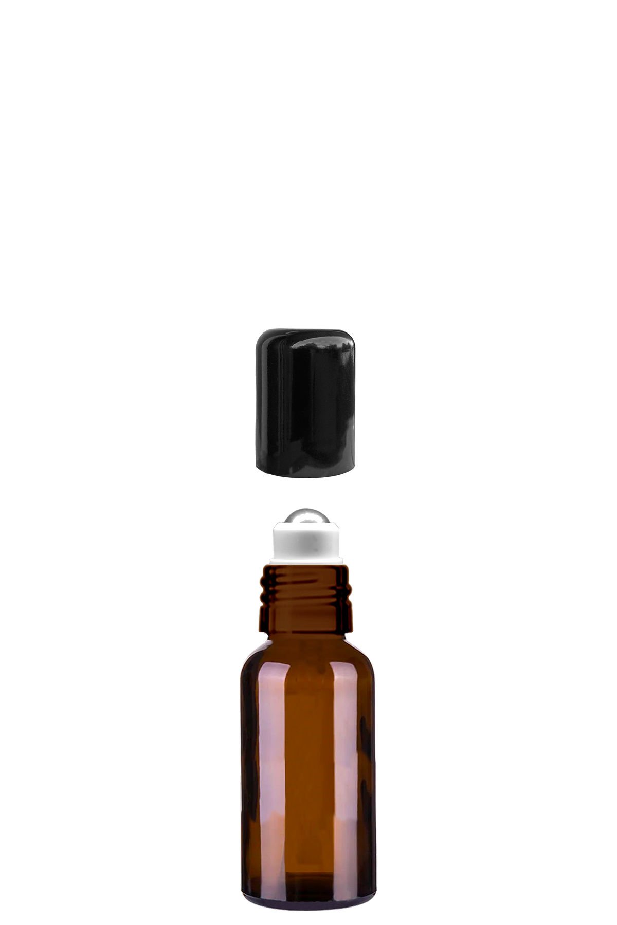 30 cc Amber Yuvarlak Çelik Roll On Şişe Plastik Kapaklı (18mm)