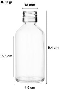 50 cc Şeffaf Yuvarlak Çelik Roll On Şişe Plastik Kapaklı (18mm)