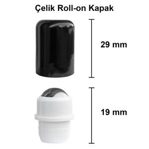 50 cc Şeffaf Yuvarlak Çelik Roll On Şişe Plastik Kapaklı (18mm)