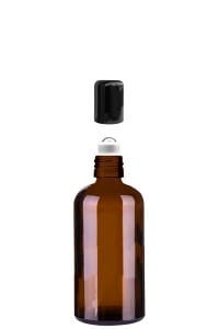 100 cc Amber Yuvarlak Çelik Roll On Şişe Plastik Kapaklı (18mm)