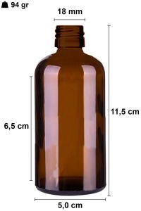 100 cc Amber Yuvarlak Çelik Roll On Şişe Plastik Kapaklı (18mm)