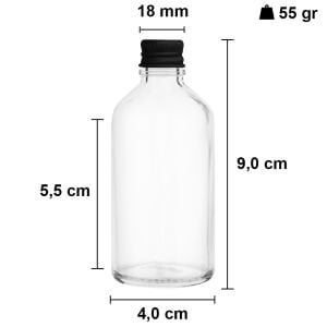 50 cc Şeffaf Yuvarlak Cam Şişe Metal Kapaklı Shot Şişesi (18mm)