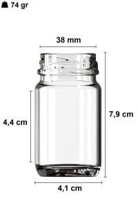 67 cc Küçük Kavanoz Metal Konserve Kapaklı (38mm)