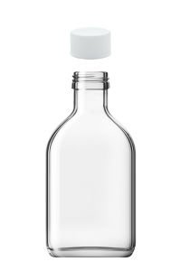 200 cc Şeffaf Cold Brew Şişesi Yassı Şişe Kapaklı (28mm) Beyaz (Plastik) - 1 Adet
