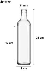 750 cc Şeffaf Maraska Köşeli Şişe Kapaklı (31mm)