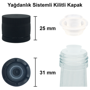 750 cc Şeffaf Maraska Köşeli Şişe Kapaklı (31mm)